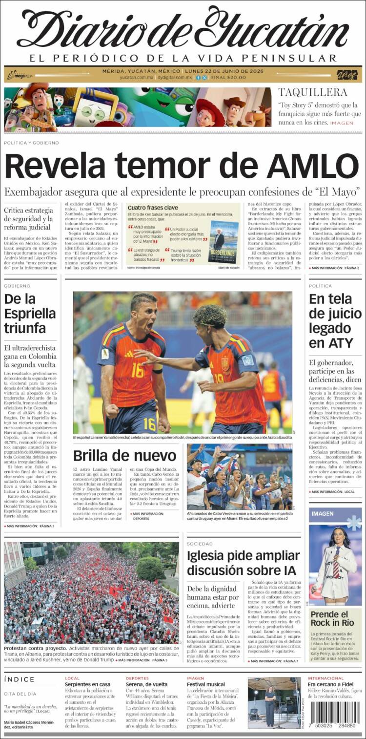 Portada de Diario de Yucatán (M&eacute;xico)