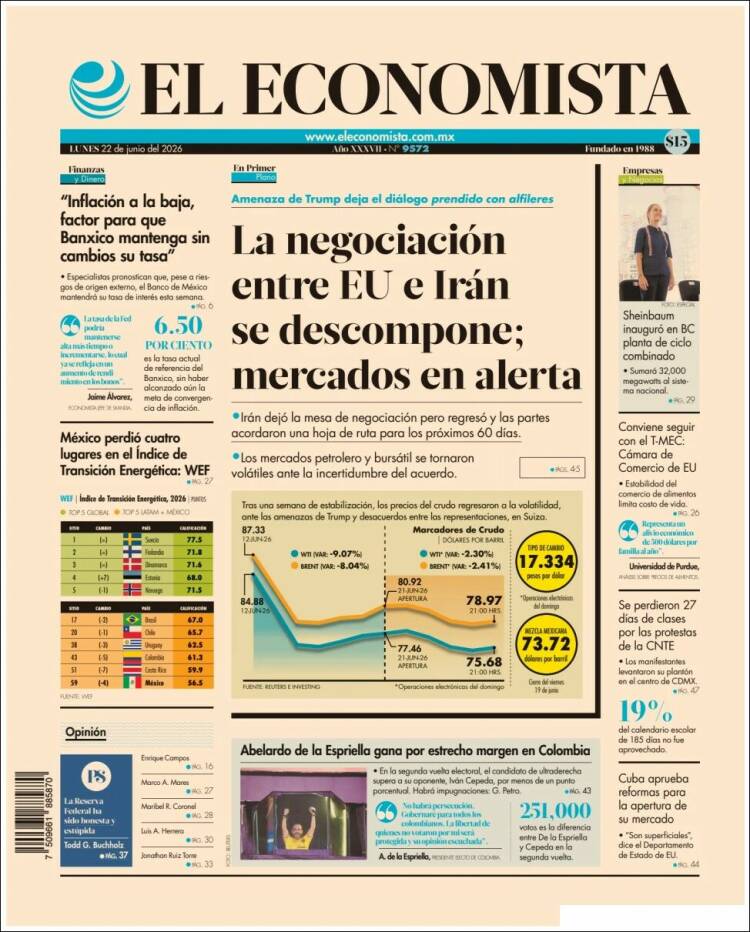 Portada de El Economista (M&eacute;xico)