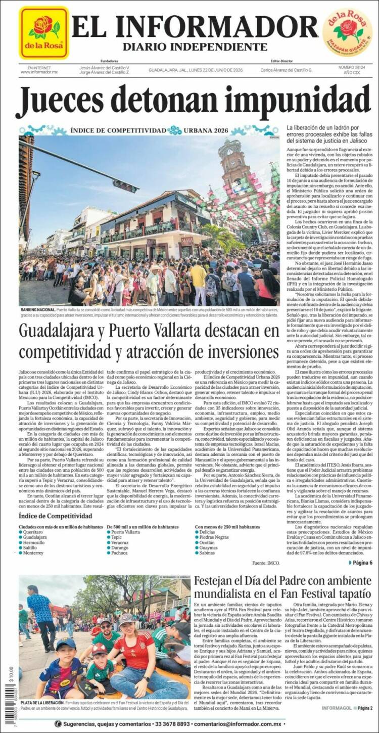 Portada de El Informador (M&eacute;xico)