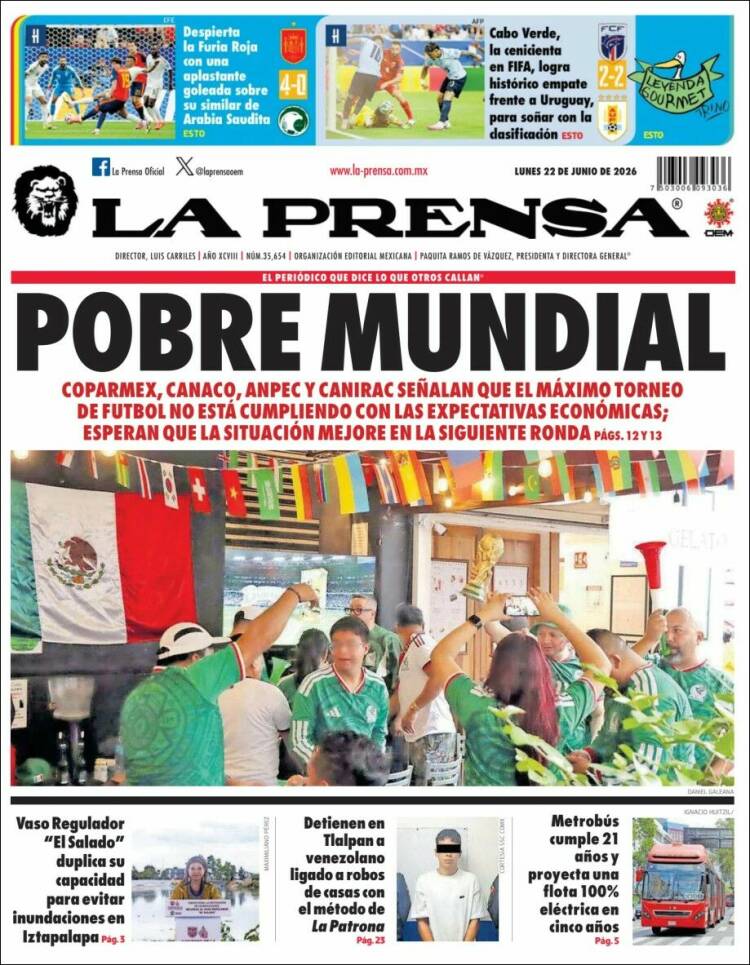 Portada de La Prensa (M&eacute;xico)
