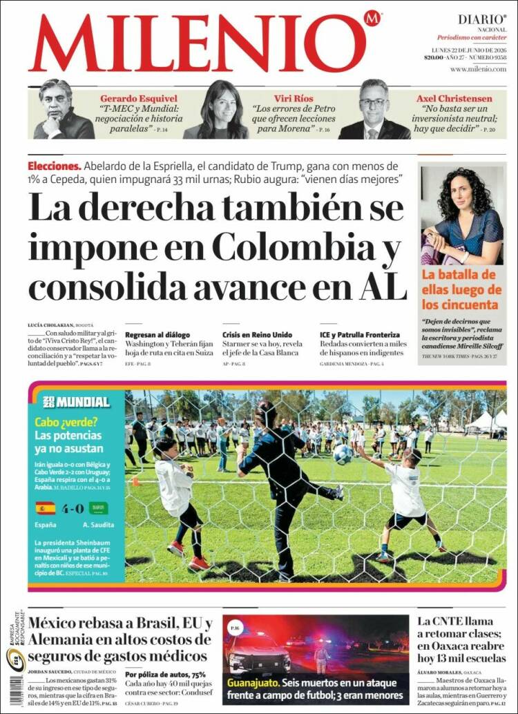 Portada de Milenio (M&eacute;xico)