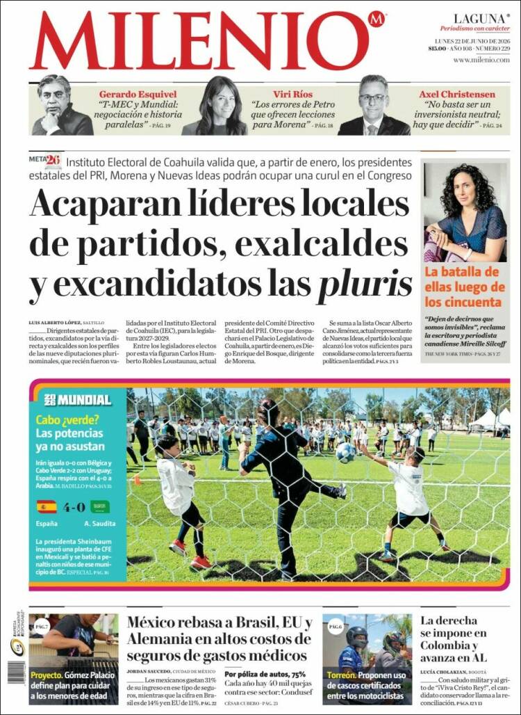 Portada de Milenio - Laguna (M&eacute;xico)