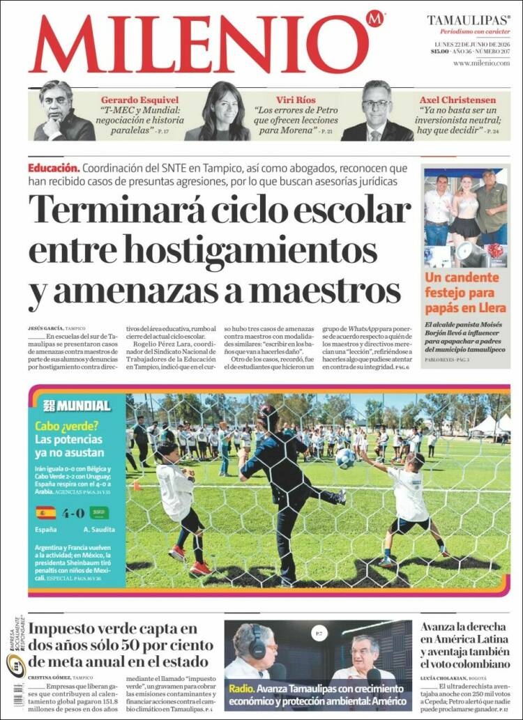 Portada de Milenio - Tamaulipas (M&eacute;xico)