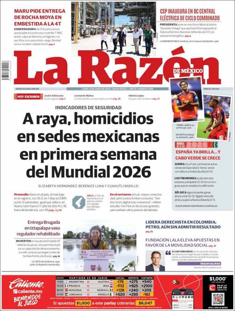 Portada de La Razón (M&eacute;xico)