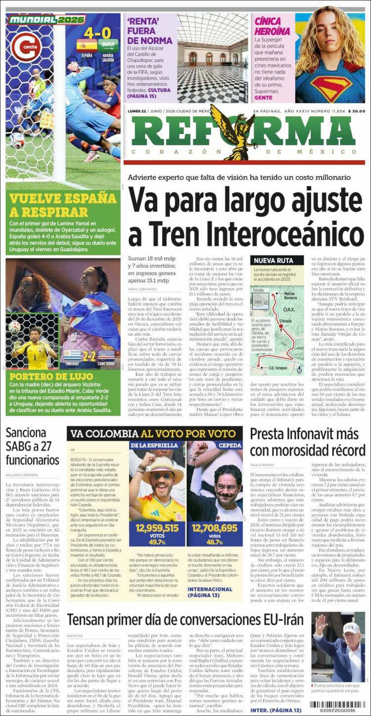 Portada de Reforma (M&eacute;xico)