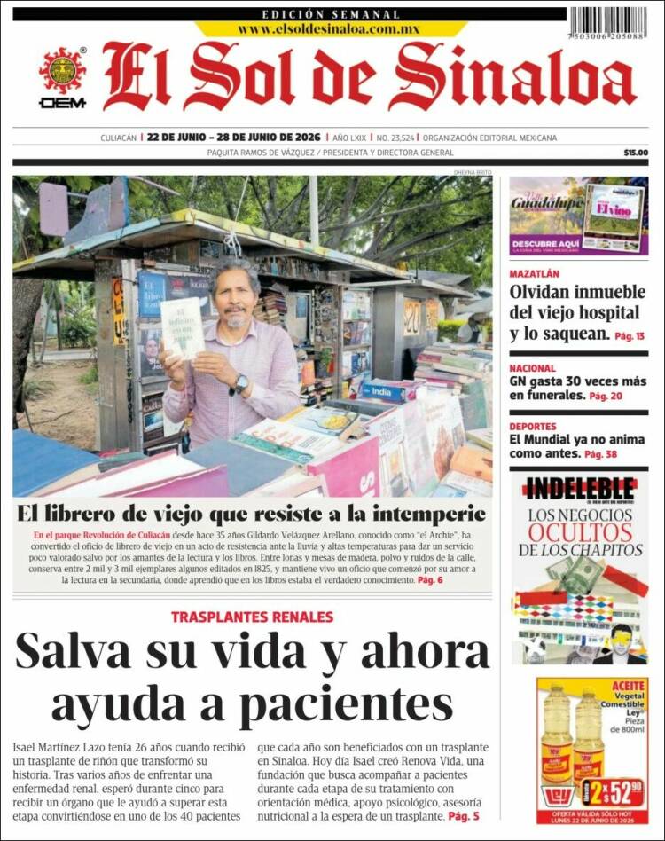 Portada de El Sol de Sinaloa (M&eacute;xico)