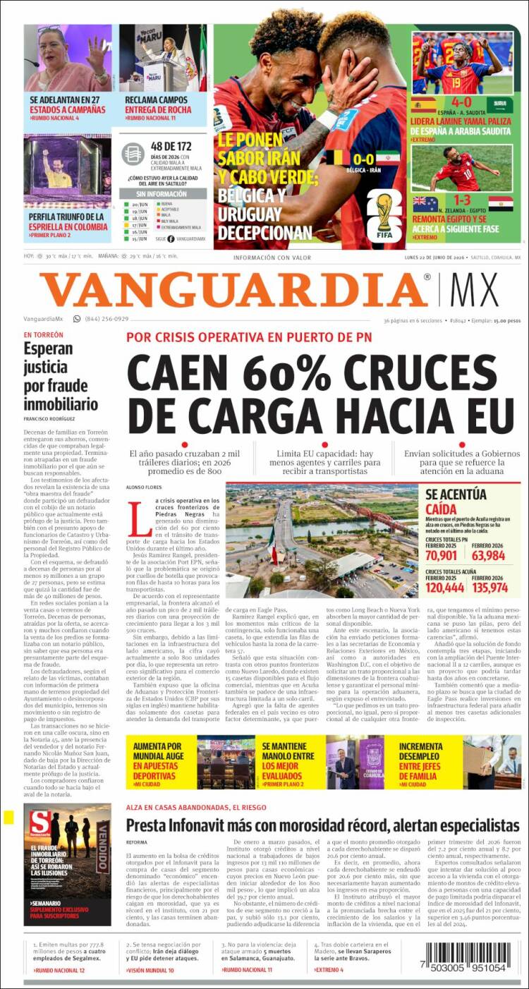 Portada de Vanguardia (M&eacute;xico)