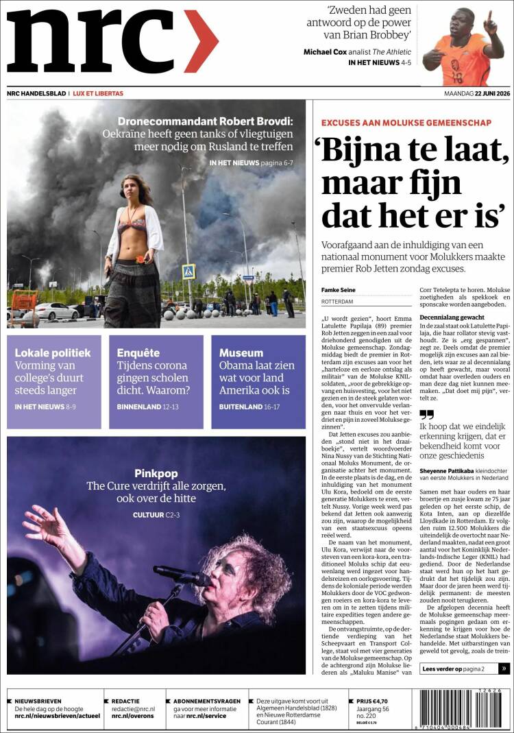 Portada de NRC Handelsblad (Pa&iacute;ses Bajos)