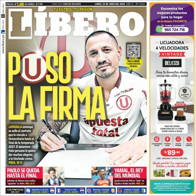 Portada de Líbero (Per&uacute;)
