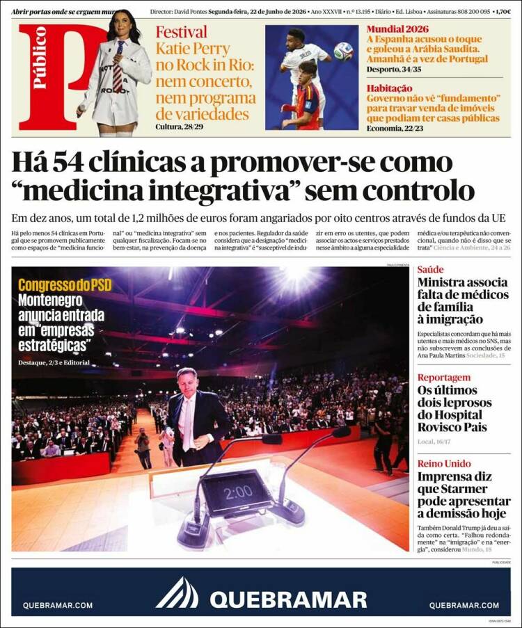 Portada de Público (Portugal)