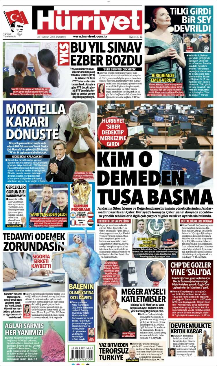 Portada de Hürriyet (Turqu&iacute;a)