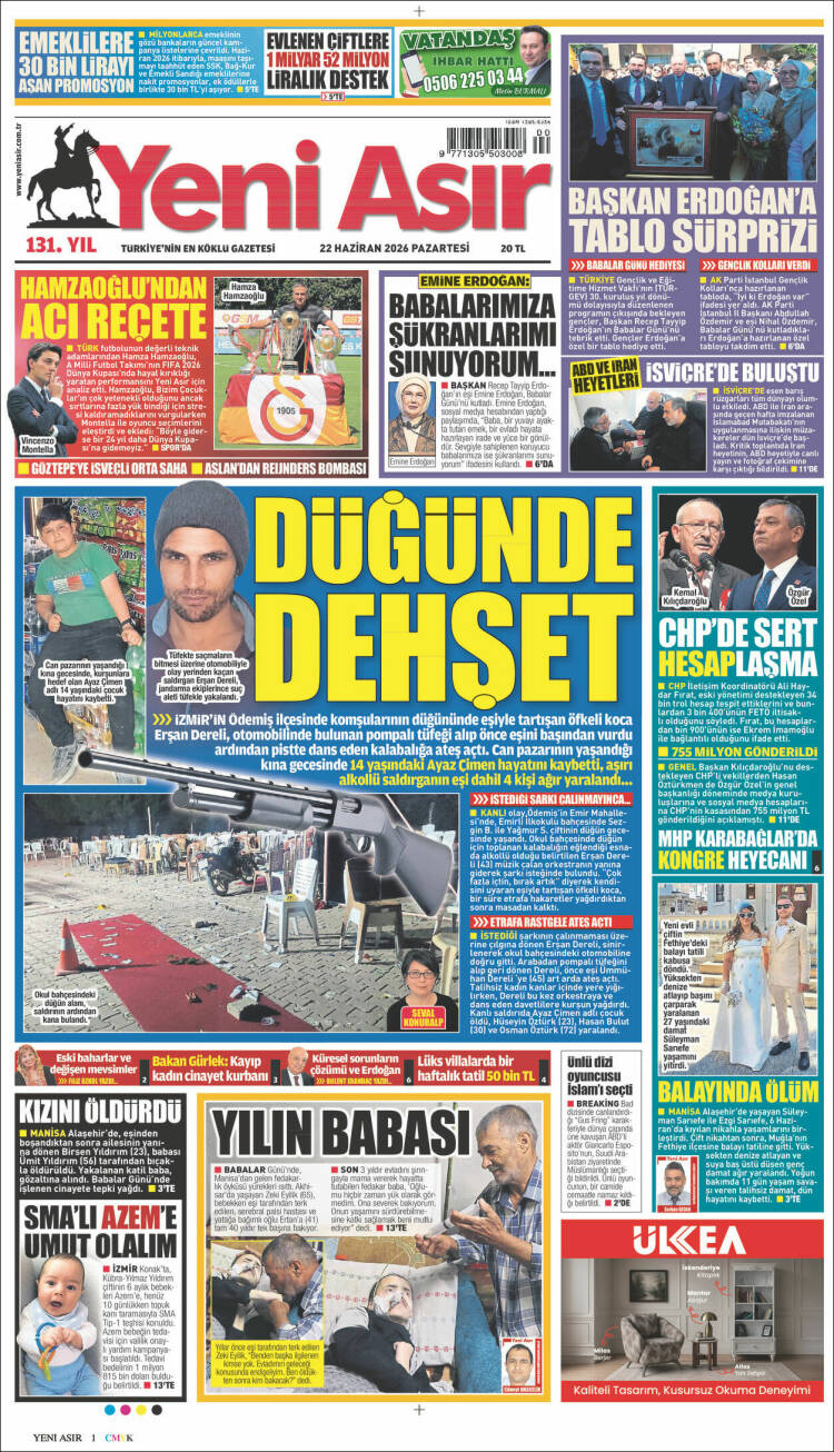 Portada de Yeni Asır (Turqu&iacute;a)