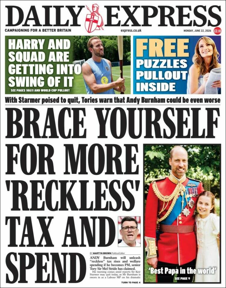 Portada de Daily Express (Reino Unido)