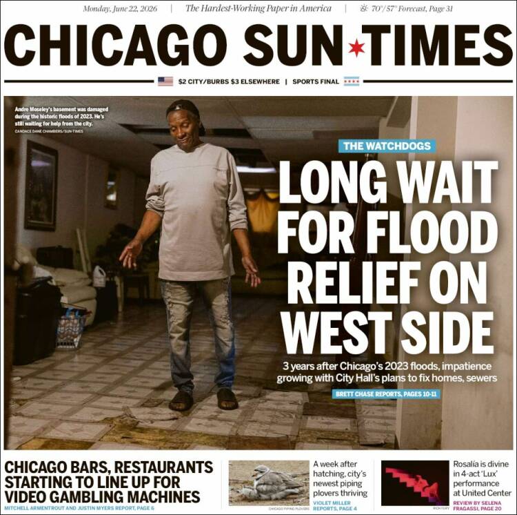 Portada de Chicago Sun-Times (USA)