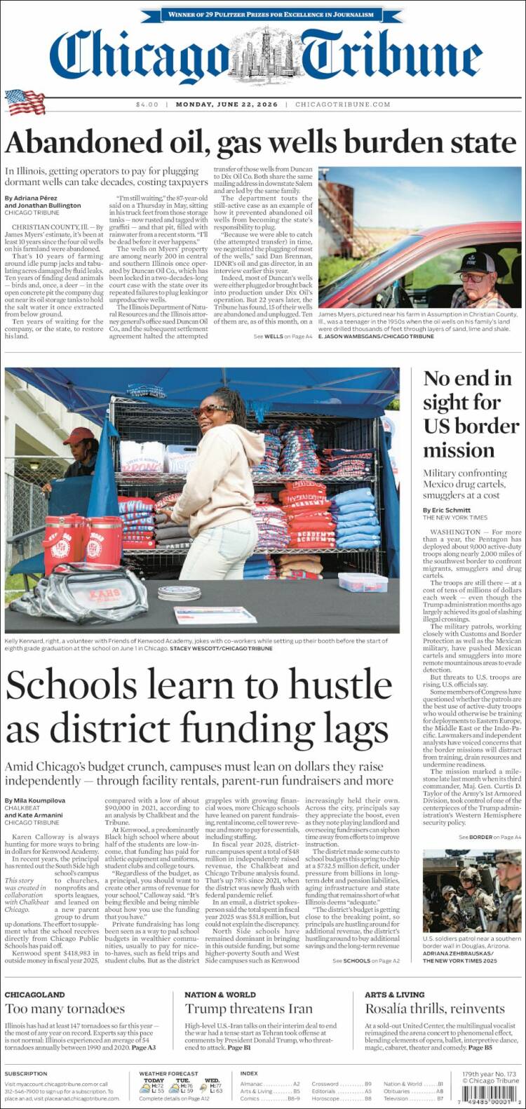 Portada de Chicago Tribune (USA)