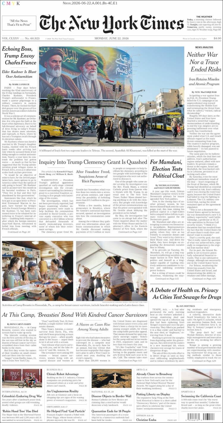 Portada de New York Times (USA)