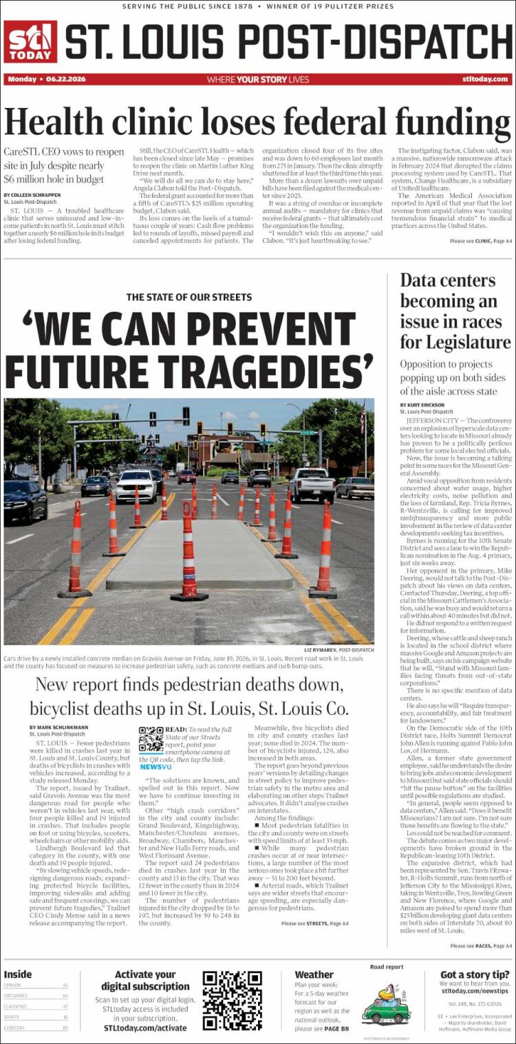 Portada de St. Louis Post-Dispatch (USA)