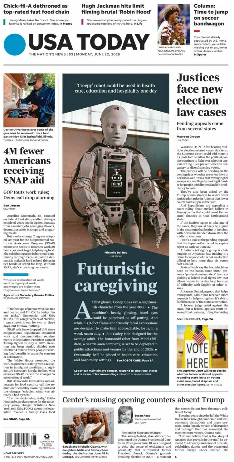 Portada de USA Today (USA)