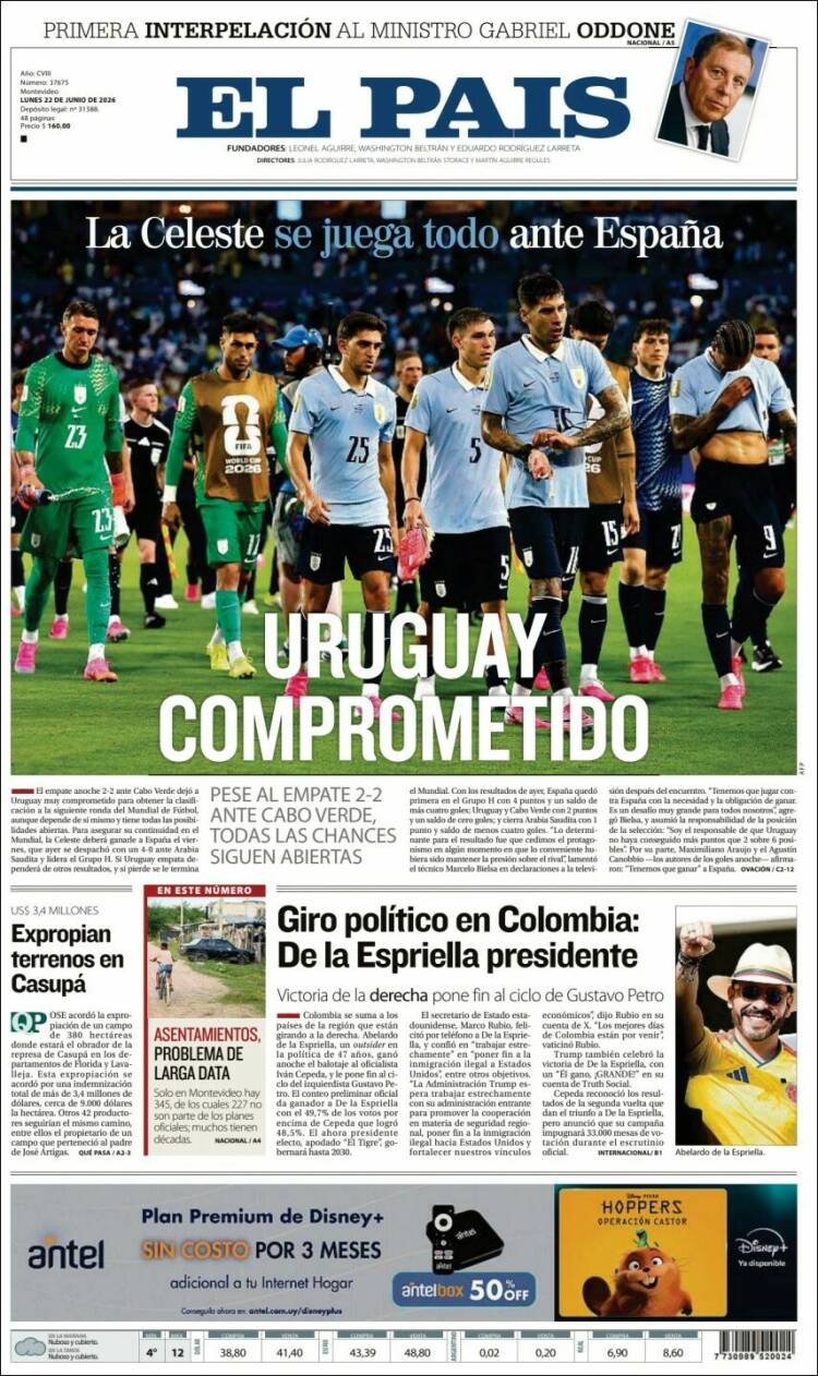 Portada de El País (Uruguay)