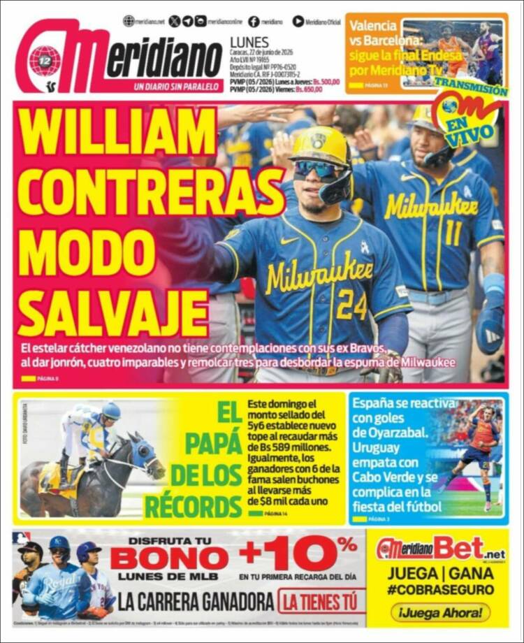 Portada de Meridiano (Venezuela)
