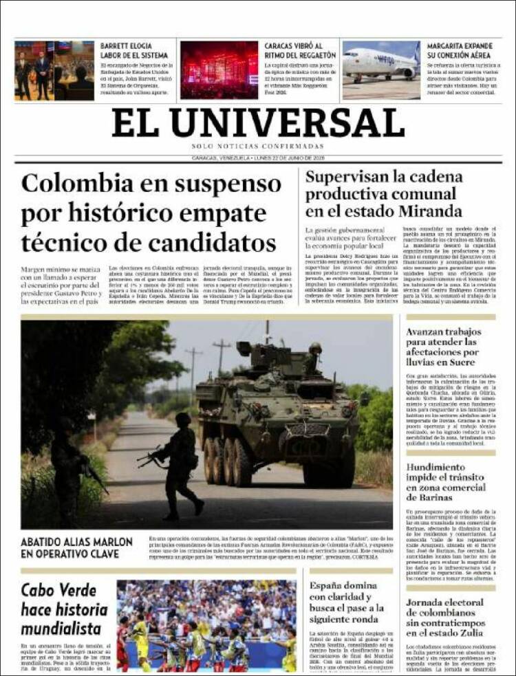 Portada de Universal (Venezuela)
