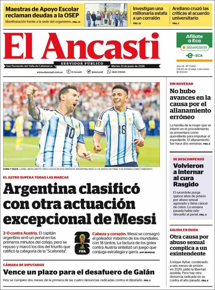 Portada de El Ancasti (Argentina)
