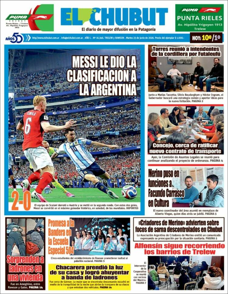 Portada de El Chubut (Argentina)
