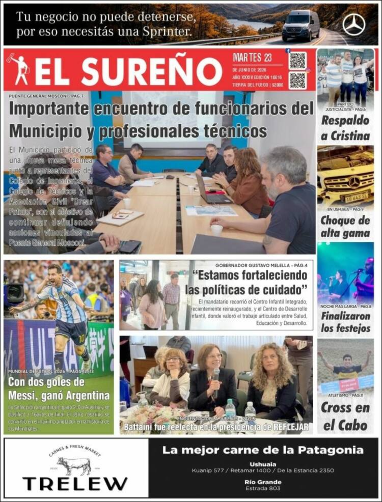 Portada de Diario El Sureño (Argentina)