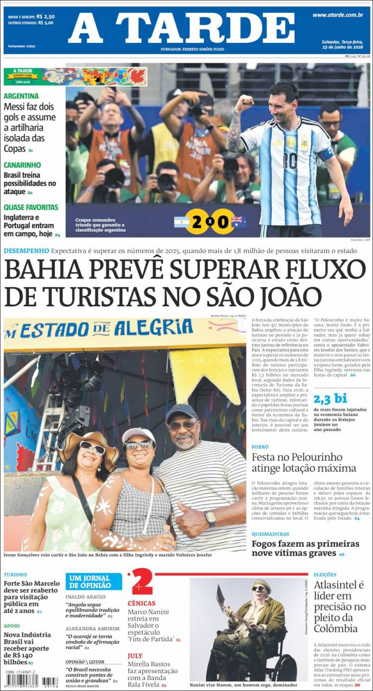 Portada de Diário A Tarde (Brasil)