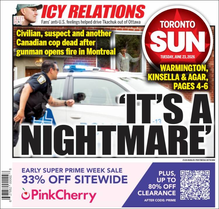 Portada de The Toronto Sun (Canad&aacute;)