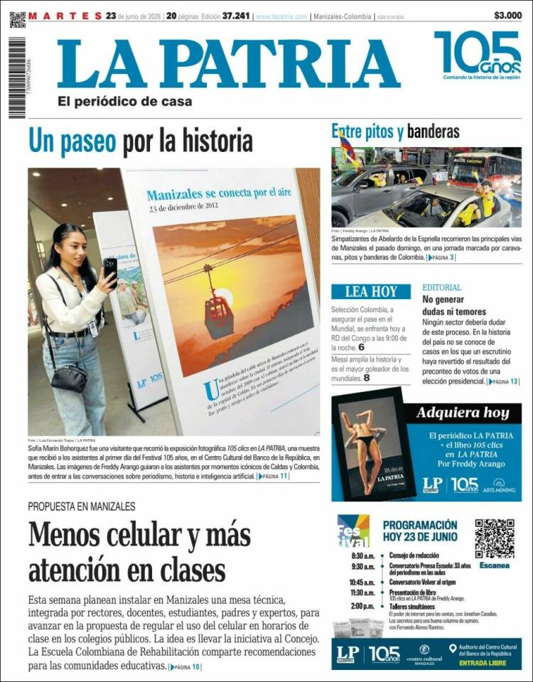 Portada de La Patria (Colombia)