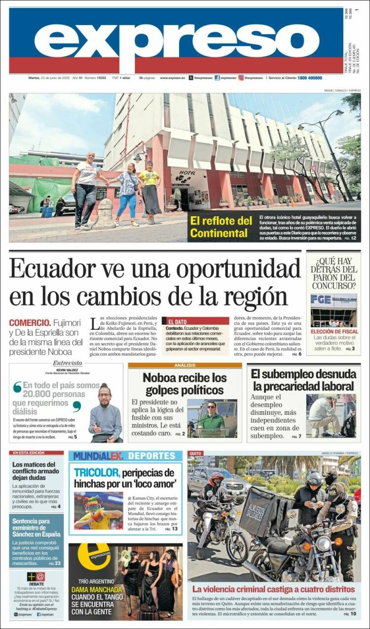 Portada de Expreso (Ecuador)