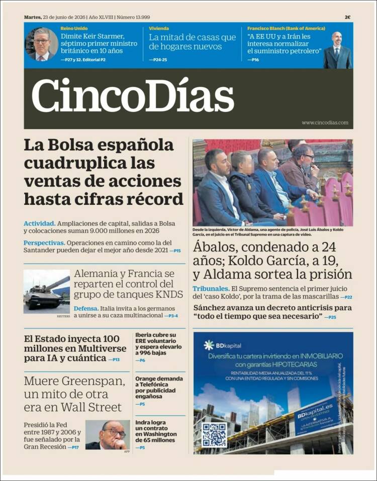 Portada de Cinco Días (Espa&ntilde;a)