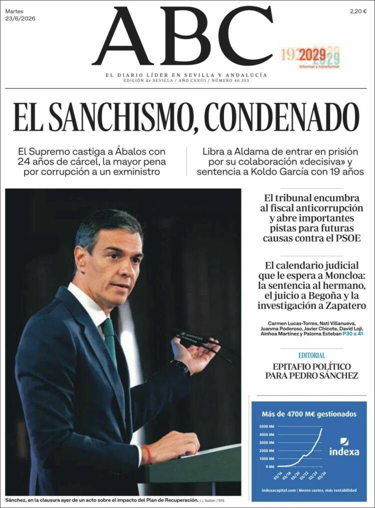 Portada de ABC - Sevilla (Espa&ntilde;a)