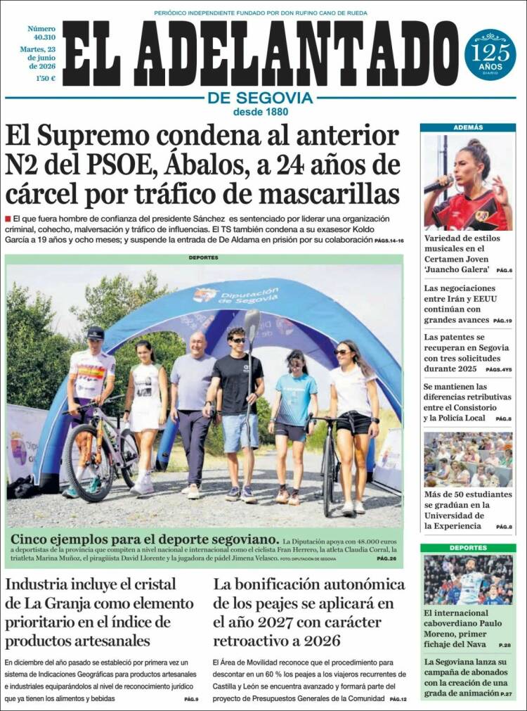 Portada de El Adelantado de Segovia (Espa&ntilde;a)