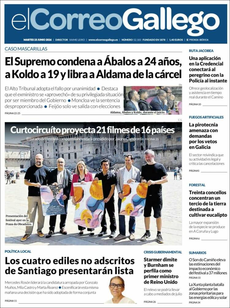 Portada de El Correo Gallego (Espa&ntilde;a)