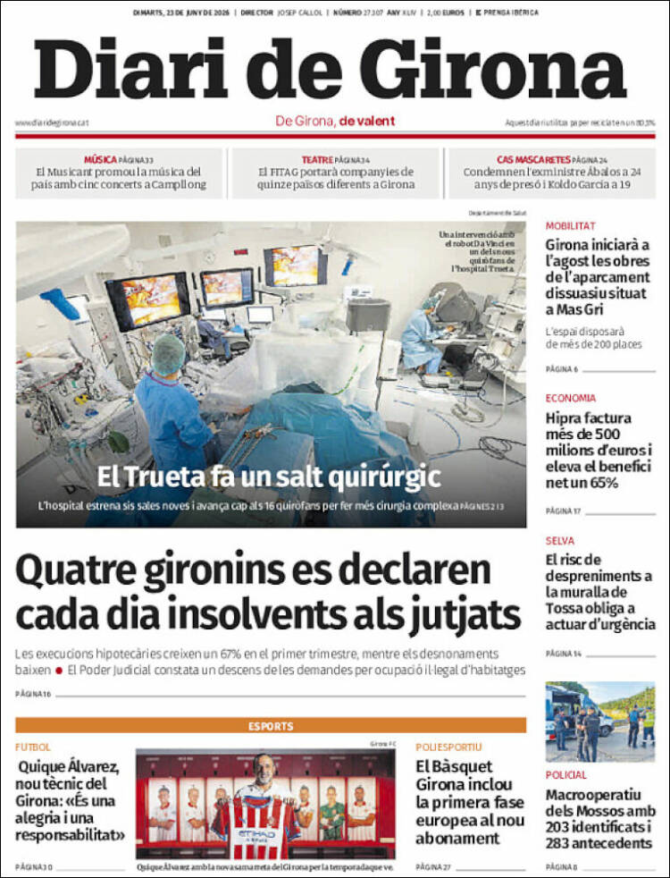 Portada de Diari de Girona (Espa&ntilde;a)