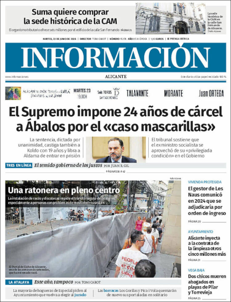Portada de Diario Información (Espa&ntilde;a)