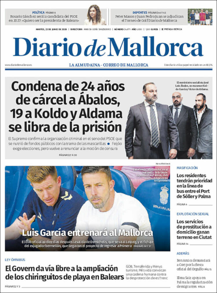 Portada de Diario de Mallorca (Espa&ntilde;a)