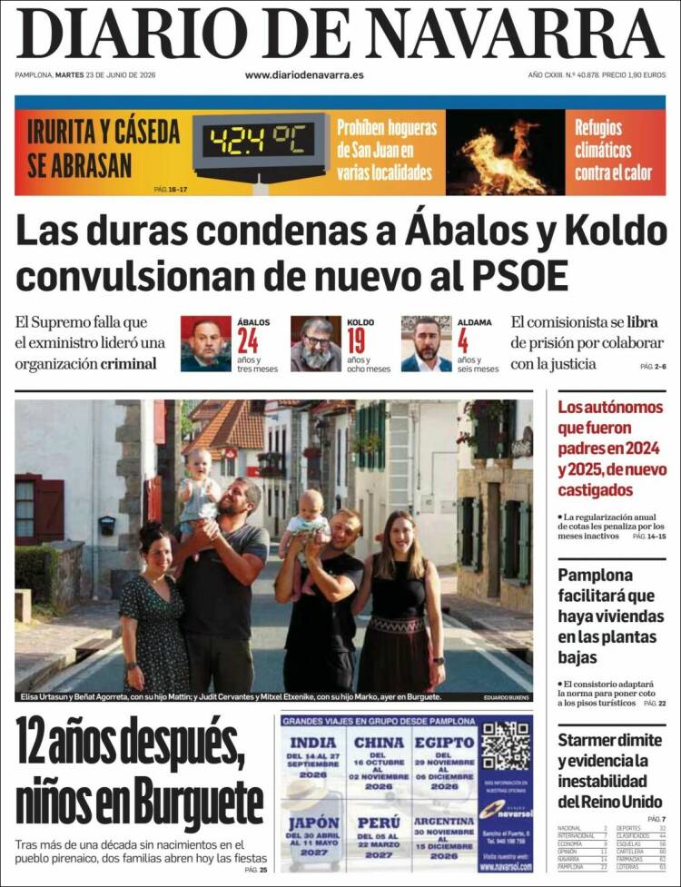 Portada de Diario de Navarra (Espa&ntilde;a)