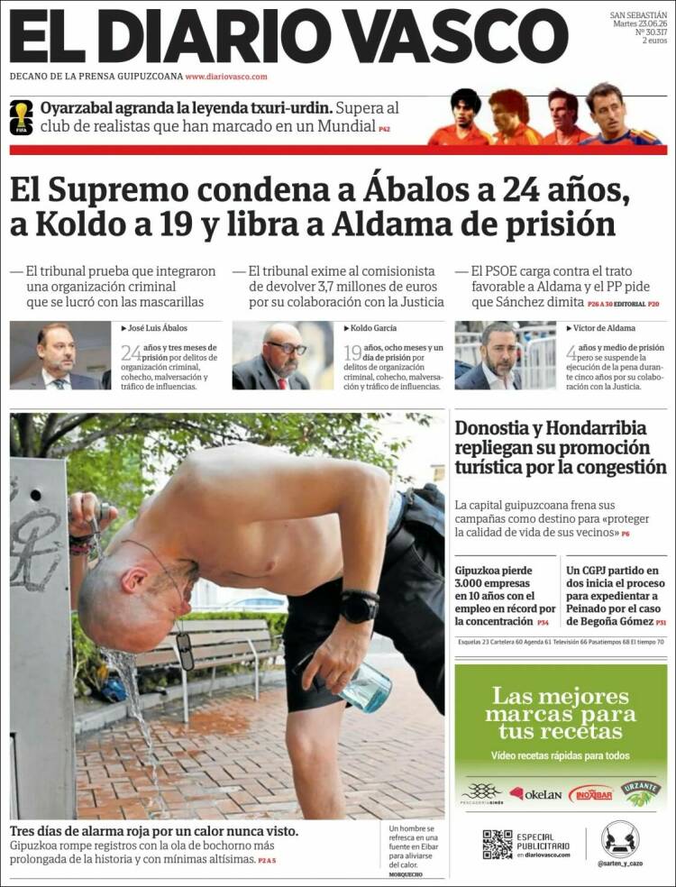 Portada de Diario Vasco (Espa&ntilde;a)