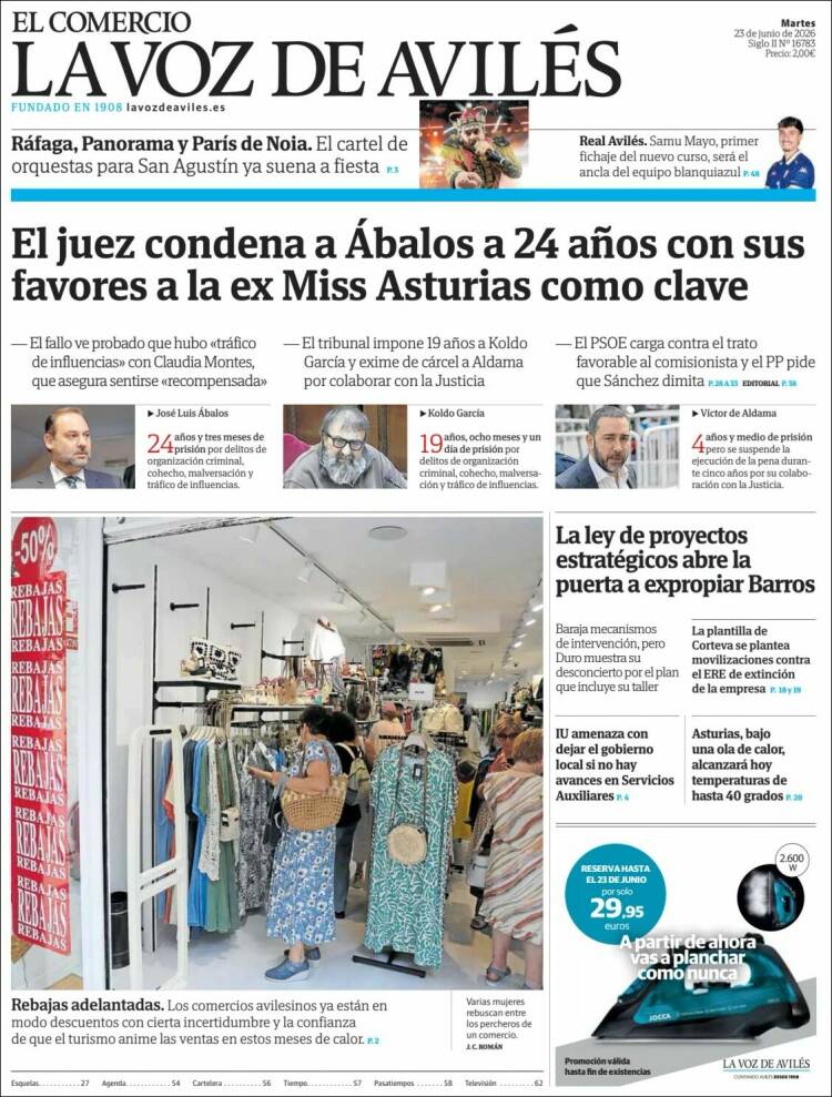 Portada de El Comercio - Avilés (Espa&ntilde;a)