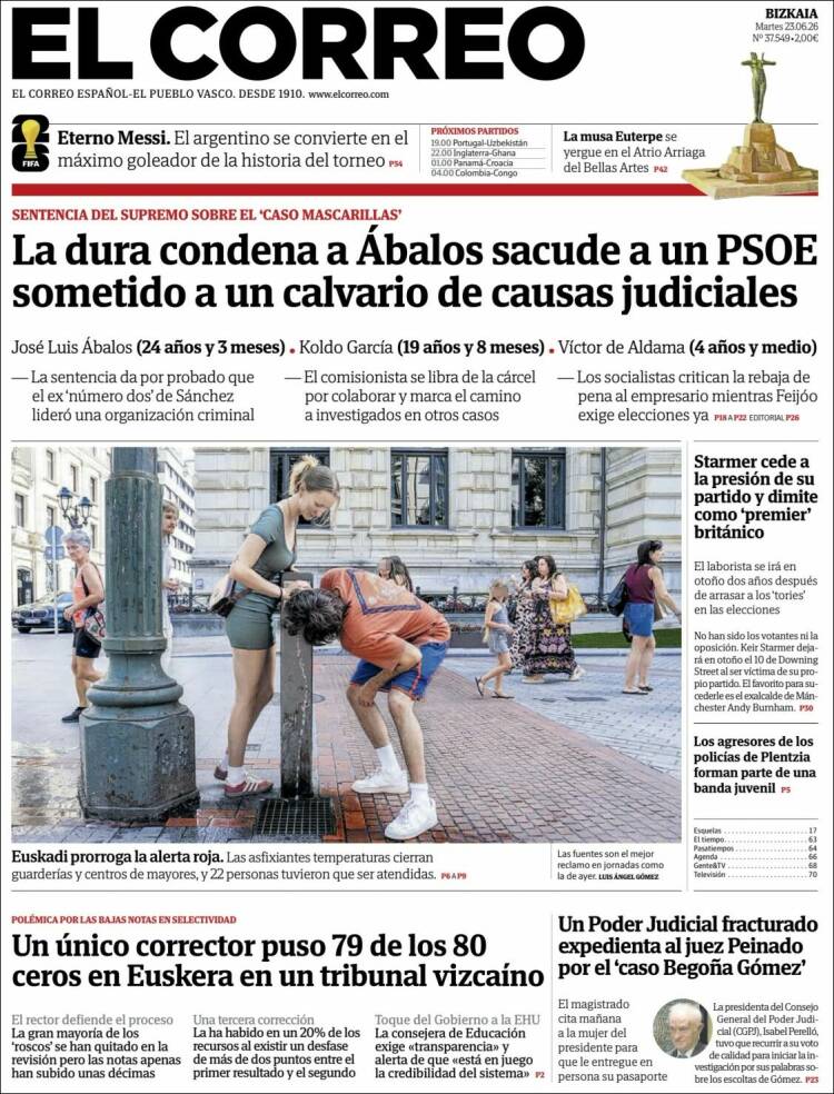 Portada de El Correo (Espa&ntilde;a)