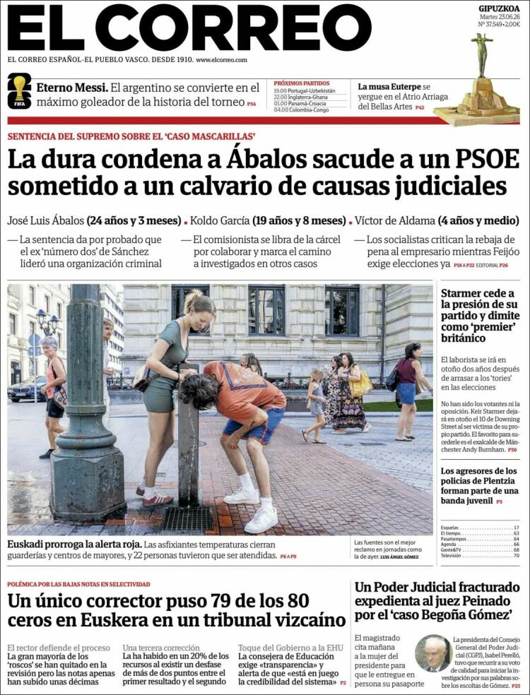Portada de El Correo - Guipuzcoa (Espa&ntilde;a)