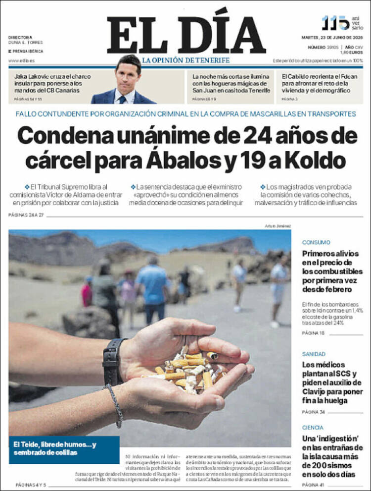Portada de El Día (Espa&ntilde;a)