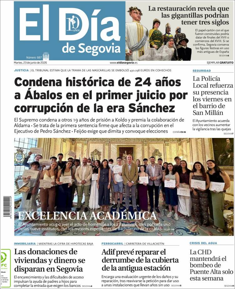 Portada de El Día de Segovia (Espa&ntilde;a)