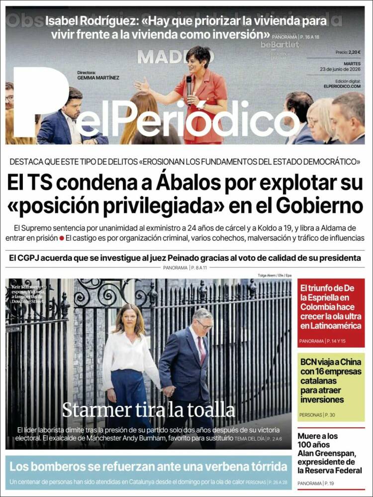 Portada de El Periódico (Espa&ntilde;a)