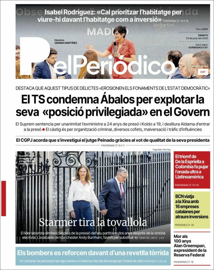 Portada de El Periódico de Catalunya (Espa&ntilde;a)