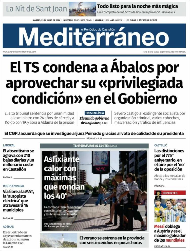Portada de El Periódico Mediterraneo (Espa&ntilde;a)