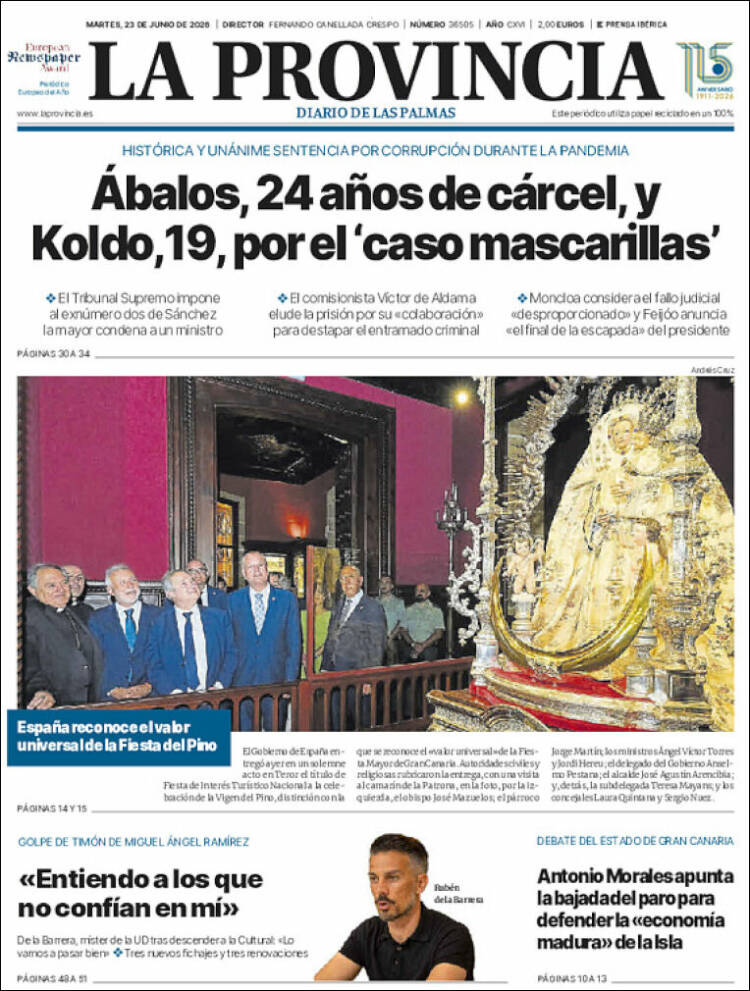 Portada de La Provincia (Espa&ntilde;a)